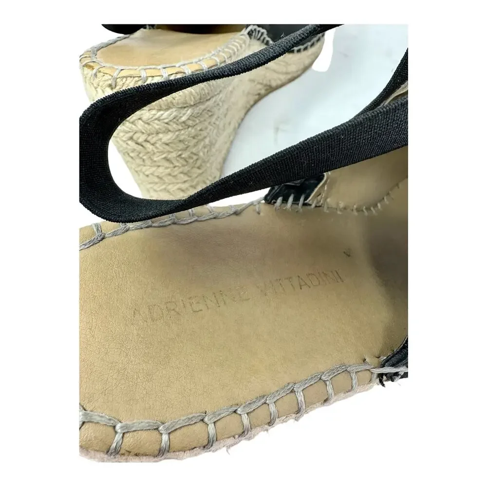 Adrienne Vittadini CALLA Espadrille Wedge Sandals Womens 10M Black Chunky Boho